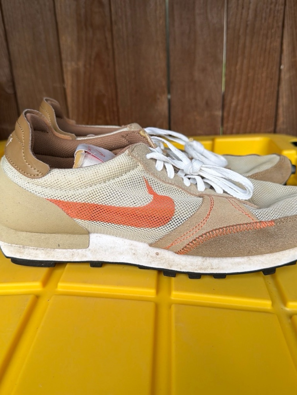 Nike Mens Beige and Orange Retro Runner Sneakers - Picture 3 of 5